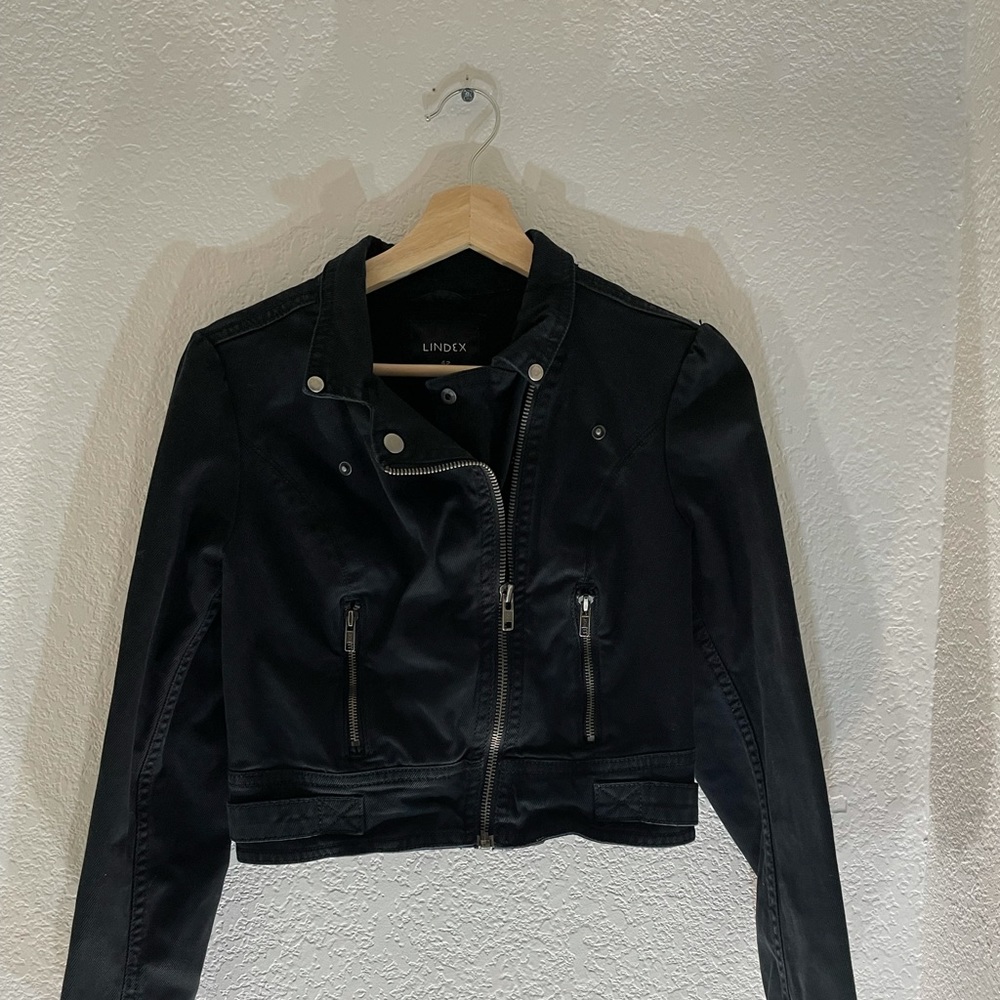 Denim jacket, biker style, black, LIDEX Sweden